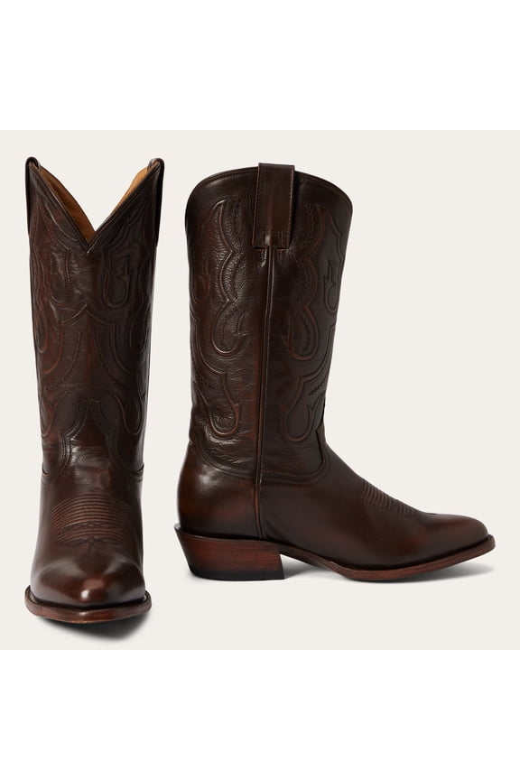 Men's Stetson Carlisle Leather Boots Handcrafted Round Toe Brown