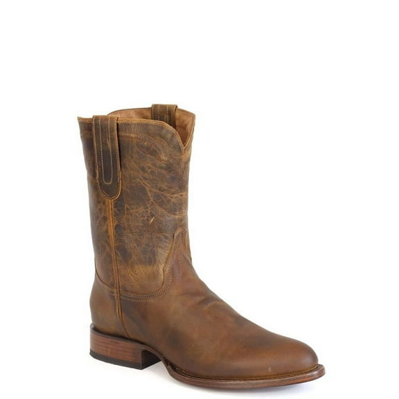 Men's Stetson Cash Roper Boots Round Toe Handcrafted Tan