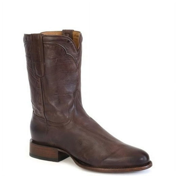Men's Stetson Cassidy Roper Boots Round Toe Handcrafted Brown
