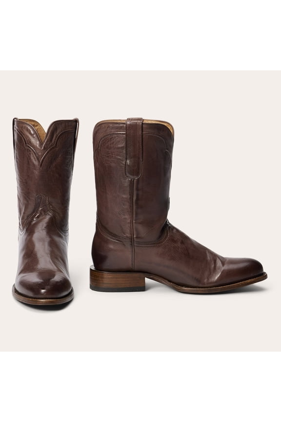 Men's Stetson Cassidy Roper Boots Round Toe Handcrafted Brown