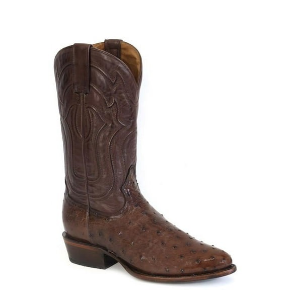 Men's Stetson Chisholm Ostrich Boots Handcrafted Round Toe Tobacco