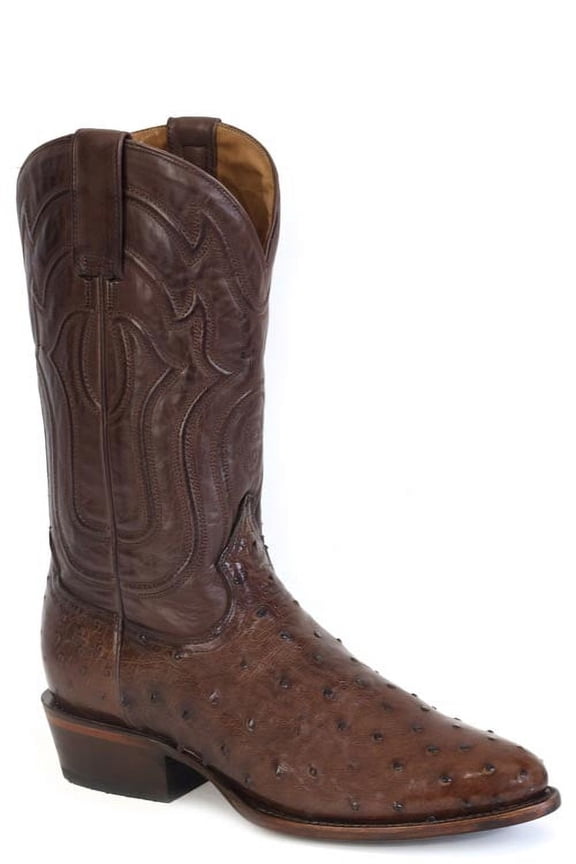 Men's Stetson Chisholm Ostrich Boots Handcrafted Round Toe Tobacco