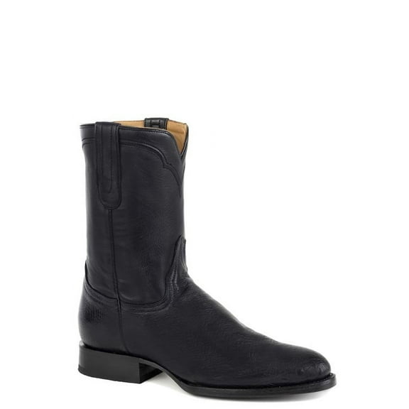 Men's Stetson Clay Ostrich Boots Handcrafted Round Toe Black