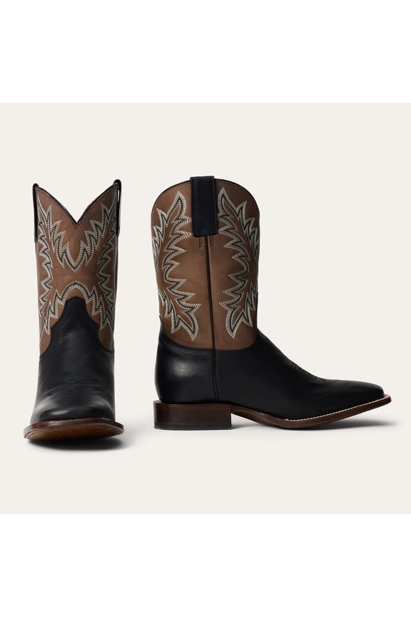 Men's Stetson Cole Boots Square Toe Handcrafted Black