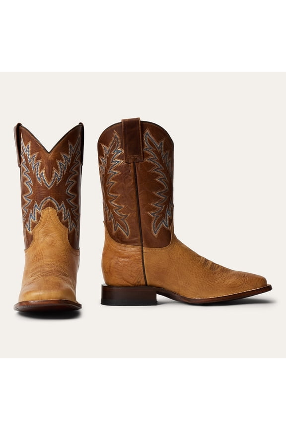 Men's Stetson Cole Boots Square Toe Handcrafted Tan