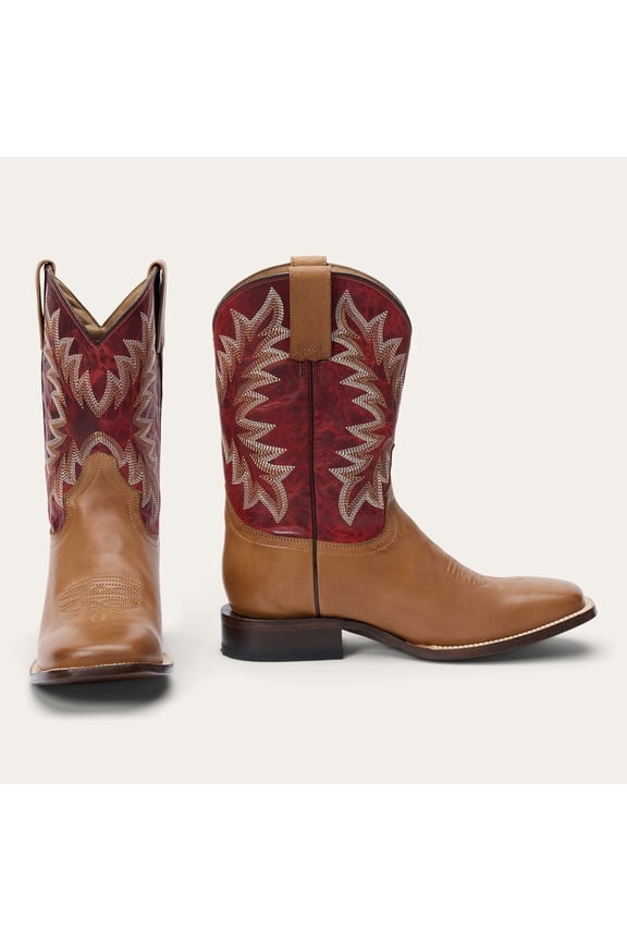 Men's Stetson Cole Boots Square Toe Handcrafted Tan