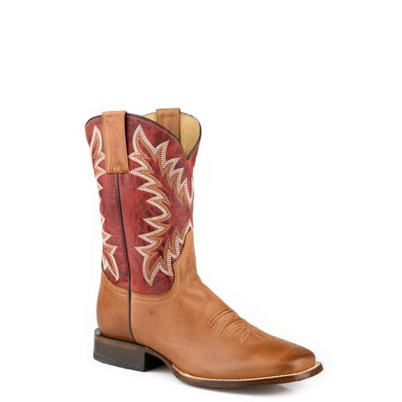 Men's Stetson Cole Boots Square Toe Handcrafted Tan