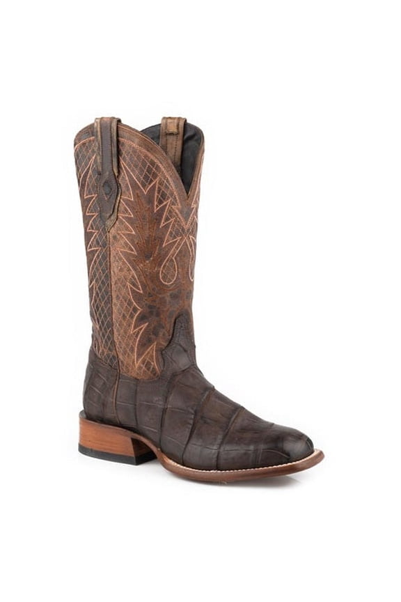 Men's Stetson Grator Nubuck Alligator Boots Handcrafted JBS Collection Brown