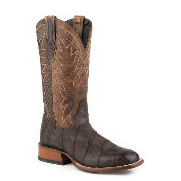 Men's Stetson Grator Nubuck Alligator Boots Handcrafted JBS Collection Brown