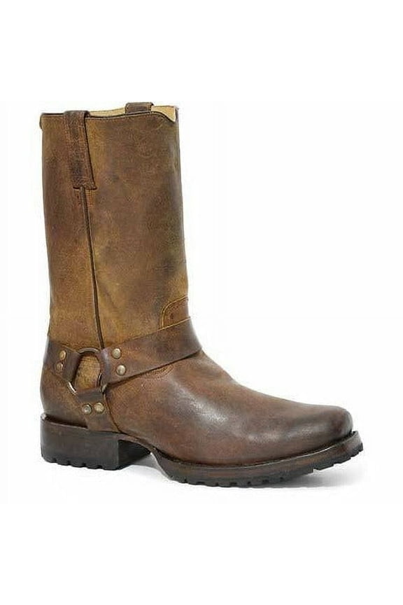 Men's Stetson Heritage Harness Biker Leather Boots Handcrafted Brown