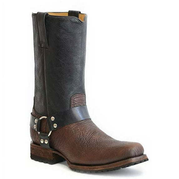 Men's Stetson Heritage Harness Roper Lug Sole Boots Handcrafted Cognac