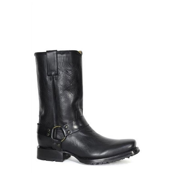 Men's Stetson Hertiage Harness Biker Leather Boots Handcrafted Black