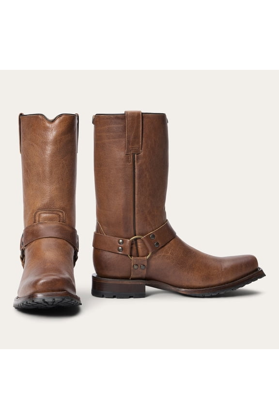 Men's Stetson Hertiage Harness Biker Leather Boots Handcrafted Brown