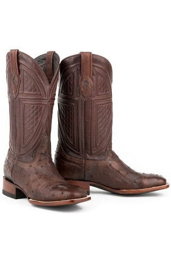 Men's Stetson Jackson Ostrich Boots Square Toe Handcrafted JBS Collection Brown