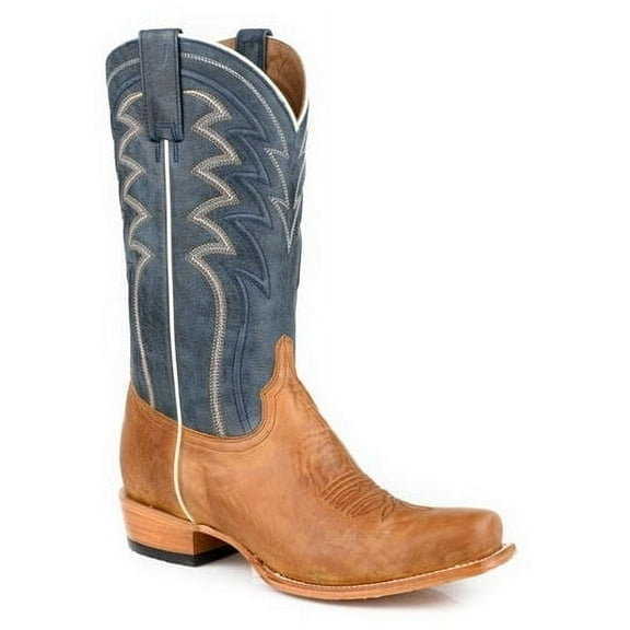 Men's Stetson Knox Leather Boots Square Toe Handcrafted Brown