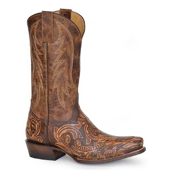 Men's Stetson Legend Leather Boots Handcrafted Brown