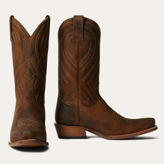 Men's Stetson Mossman Leather Boots Handcrafted Brown