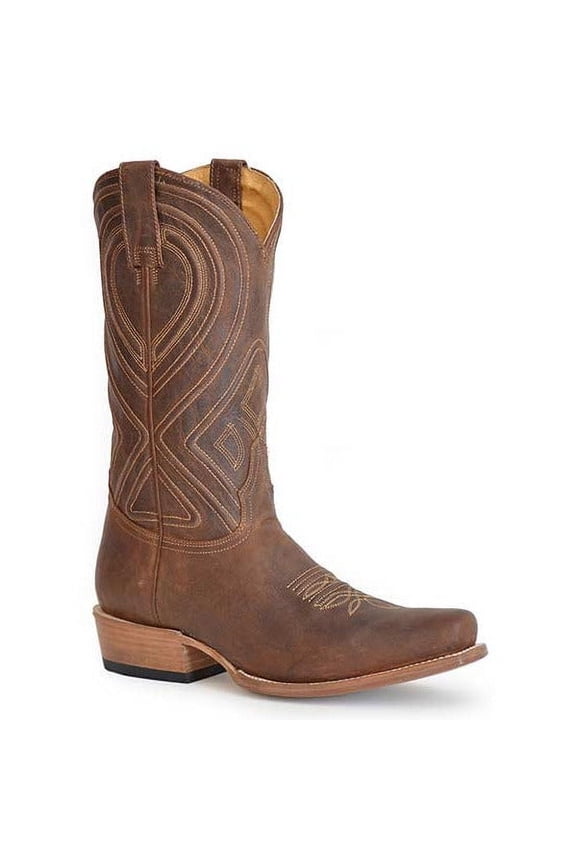 Men's Stetson Mossman Leather Boots Handcrafted Brown
