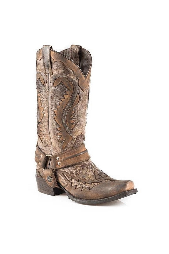 Men's Stetson Outlaw Boots Square Rocker Toe Handcrafted Brown