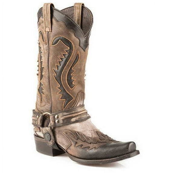 Men's Stetson Outlaw Boots Square Rocker Toe Handcrafted Brown