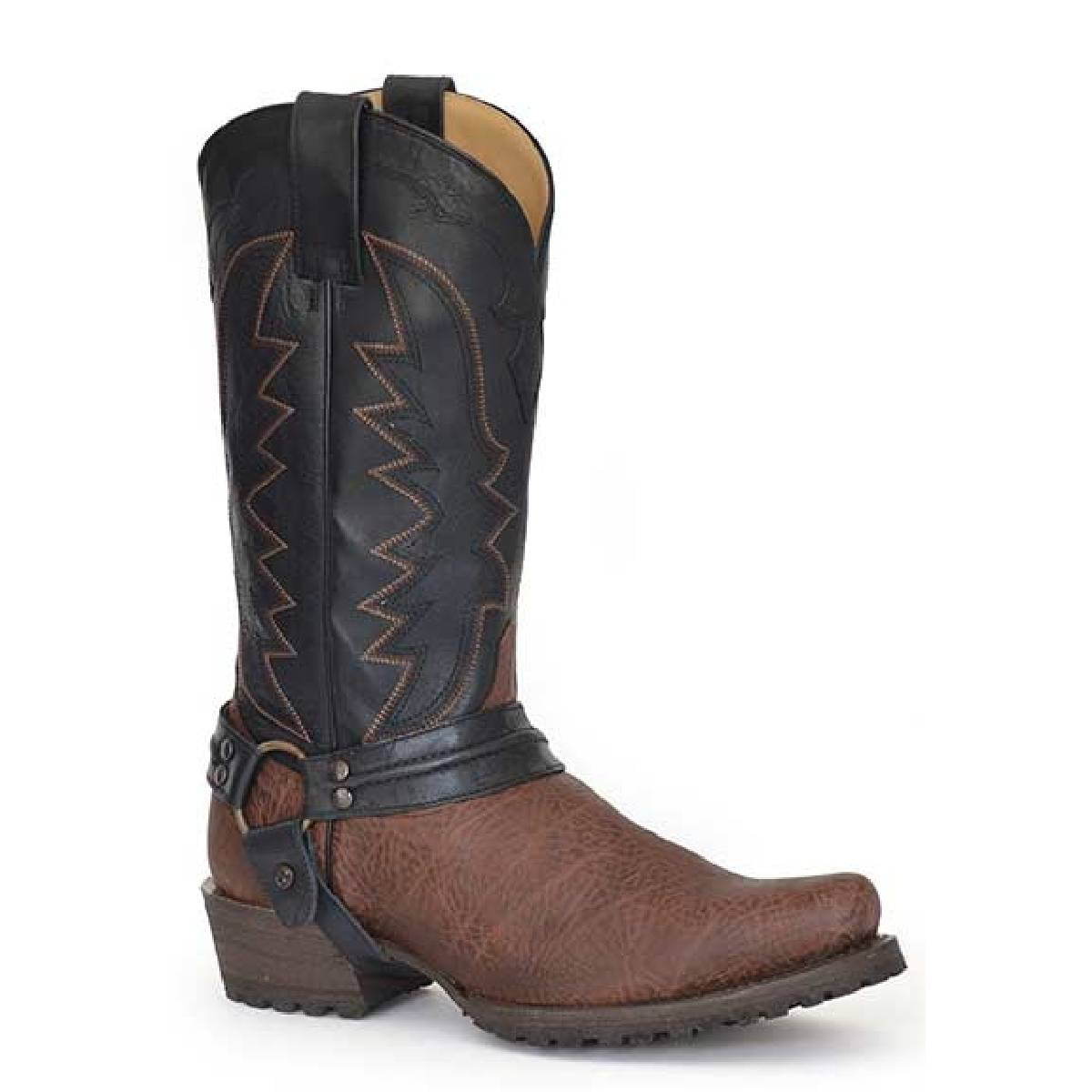 Men s Stetson Outlaw Tough Biker with Lug Sole Boots Handcrafted Sanded Brown Walmart