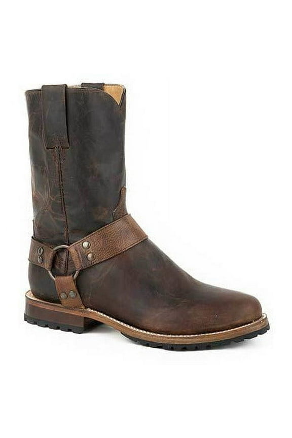 Men's Stetson Puncher Harness Goat Leather Boots Handcrafted Brown