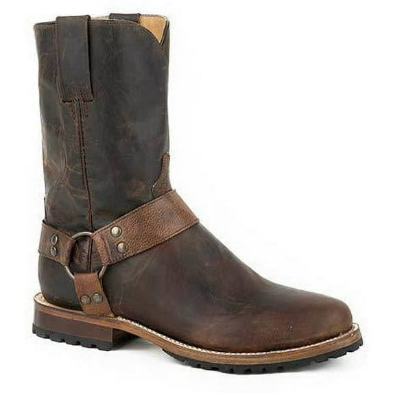 Men's Stetson Puncher Harness Goat Leather Boots Handcrafted Brown