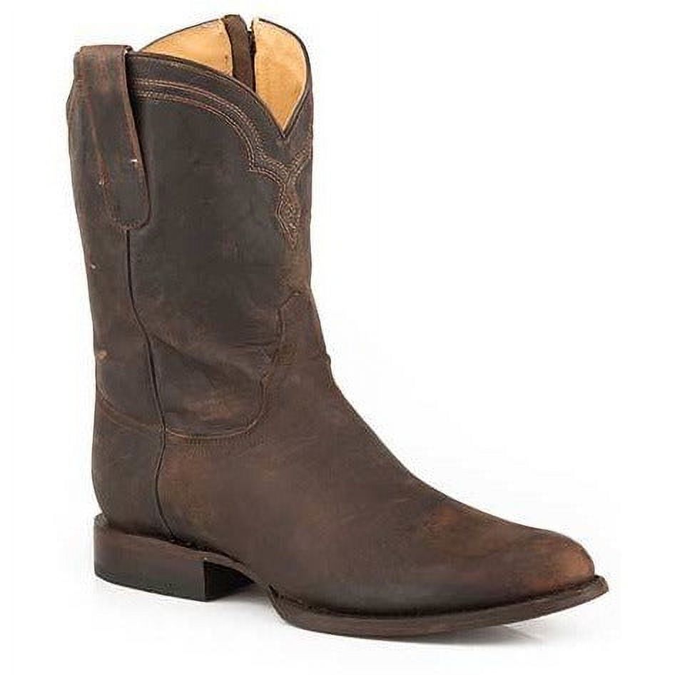 Men's Stetson Rancher Zip Leather Boots Handcrafted Brown