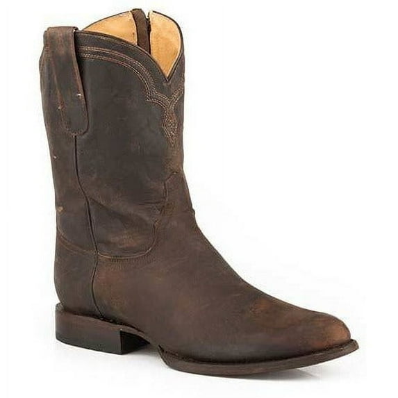 Men's Stetson Rancher Zip Leather Boots Handcrafted Brown