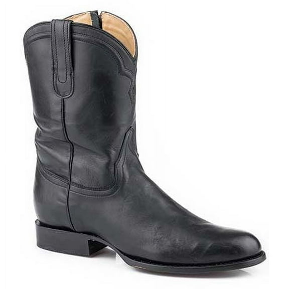 Men's Stetson Rancher Zip Leather Roper Boots Handcrafted Black