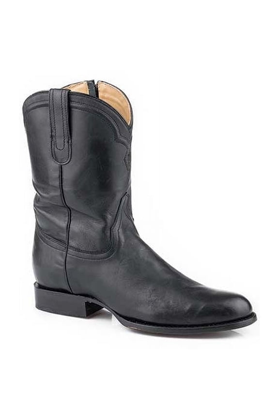 Men's Stetson Rancher Zip Leather Roper Boots Handcrafted Black