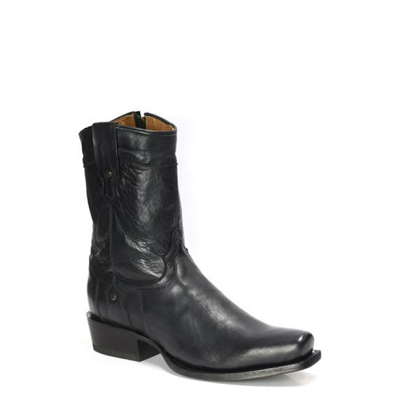 Men's Stetson Rebel Boots Square Toe Handcrafted Black