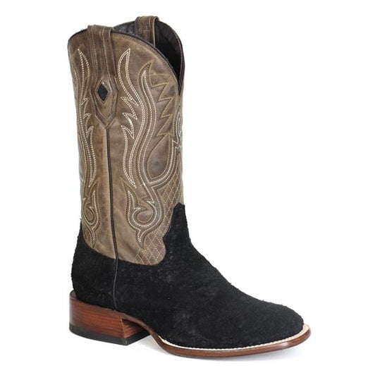 Men's Stetson River Horse Hippopotamus Boots Square Toe Handcrafted JBS Collection Black
