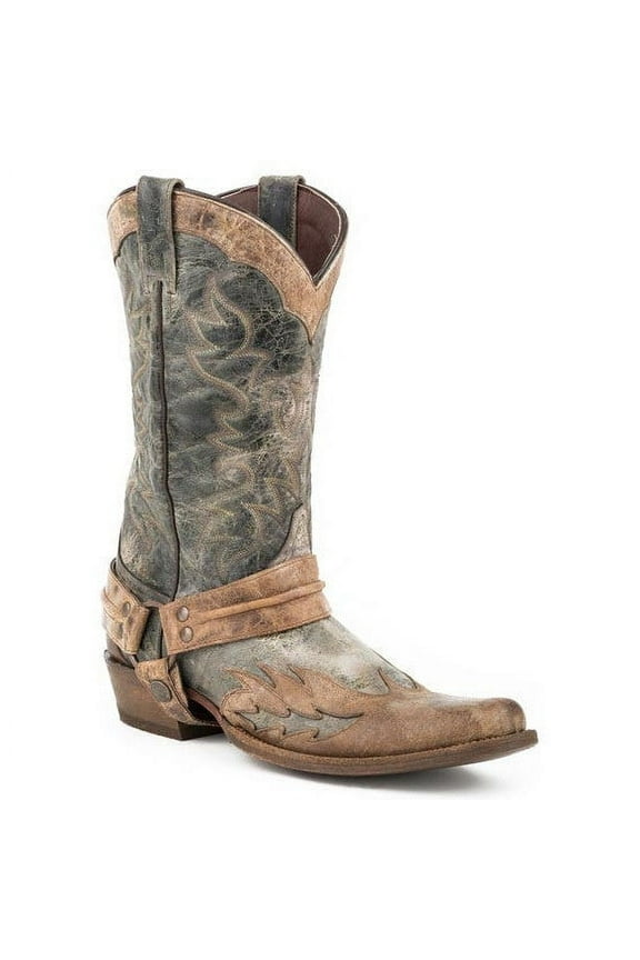 Men's Stetson Sundance Kid Boots Square Rocker Toe Handcrafted Brown