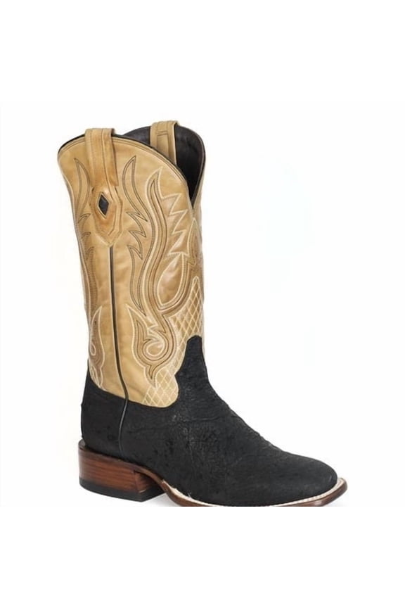 Men's Stetson Thunder Elephant Boots Square Toe Handcrafted JBS Collection Black