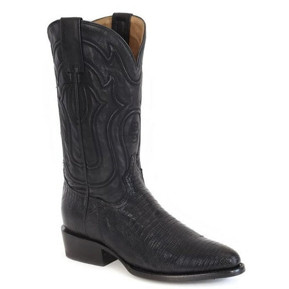 Men's Stetson Wayne Teju Boots Round Toe Handcrafted Black