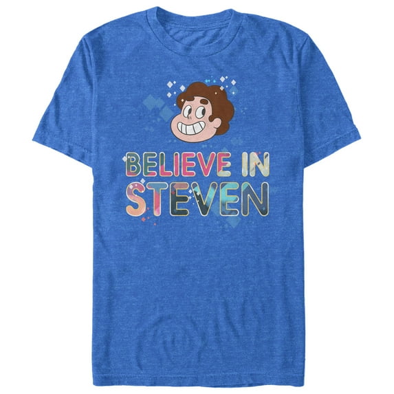 Men's Steven Universe Believe in Steven Sparkle Graphic Tee Royal Blue Heather X Large
