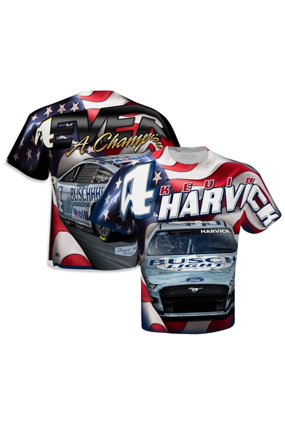 Men's Stewart-Haas Racing Team Collection White Kevin Harvick Sublimated Patriotic T-Shirt