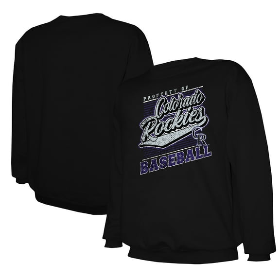 Men's Stitches Black Colorado Rockies Lightweight Crew Sweatshirt