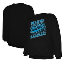 Men's Stitches Black Miami Marlins Lightweight Crew Sweatshirt
