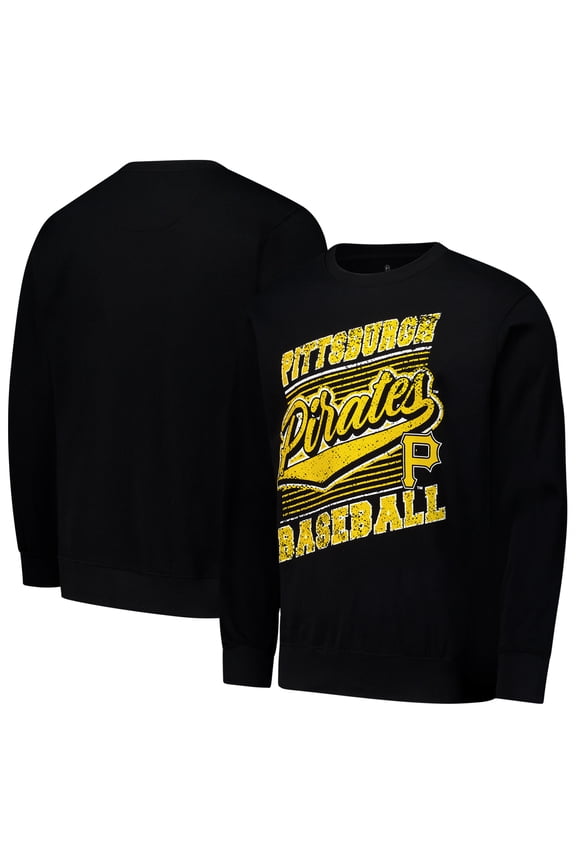 Men's Stitches Black Pittsburgh Pirates Lightweight Crew Sweatshirt