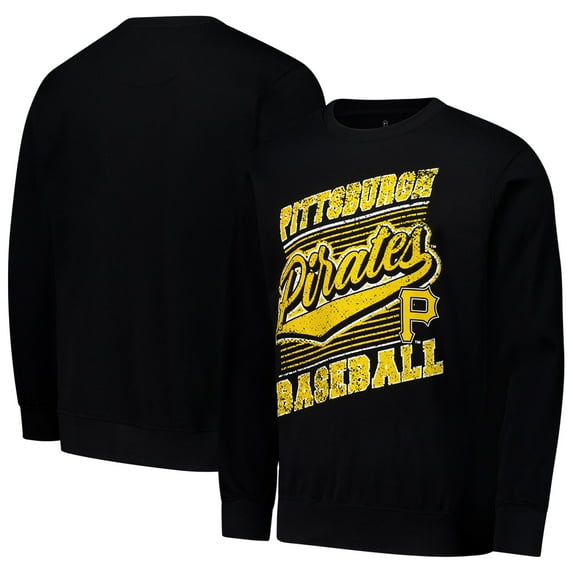 Men's Stitches Black Pittsburgh Pirates Lightweight Crew Sweatshirt