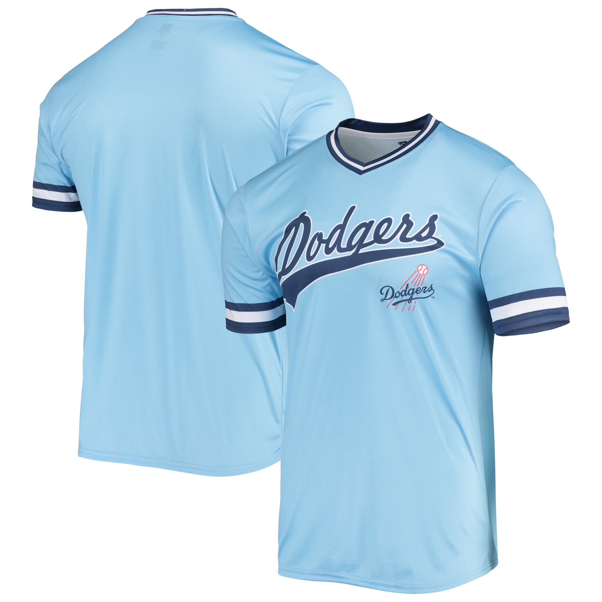 Men's Stitches Blue/Royal Los Angeles Dodgers Cooperstown Collection V-Neck  Team Color Jersey 