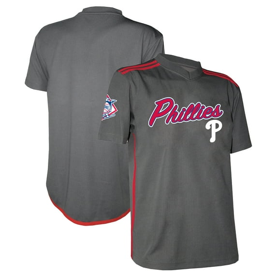 Men's Stitches Charcoal Philadelphia Phillies Team V-Neck Jersey