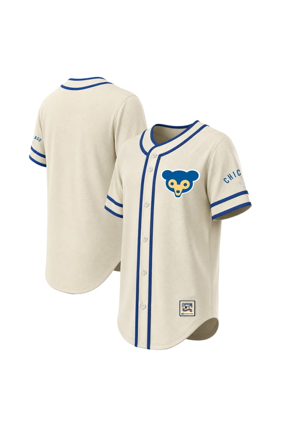 Men's Stitches Natural Chicago Cubs Throwback Fashion Jersey