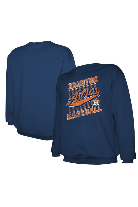 Men's Stitches Navy Houston Astros Lightweight Crew Sweatshirt
