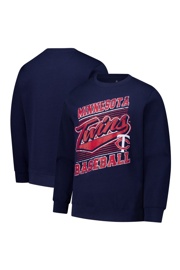 Men's Stitches Navy Minnesota Twins Lightweight Crew Sweatshirt
