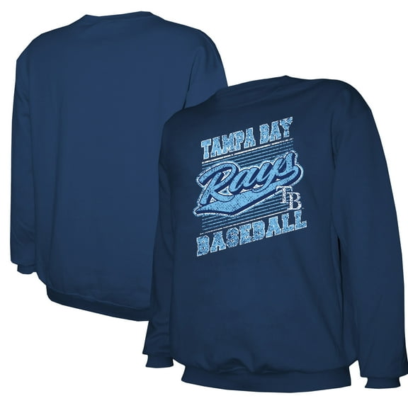 Men's Stitches Navy Tampa Bay Rays Lightweight Crew Sweatshirt