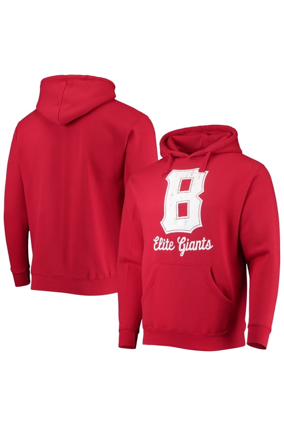 Men's Stitches Red Baltimore Elite Giants Negro League Logo Pullover Hoodie