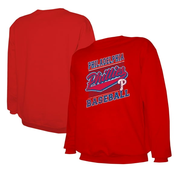 Men's Stitches Red Philadelphia Phillies Lightweight Crew Sweatshirt